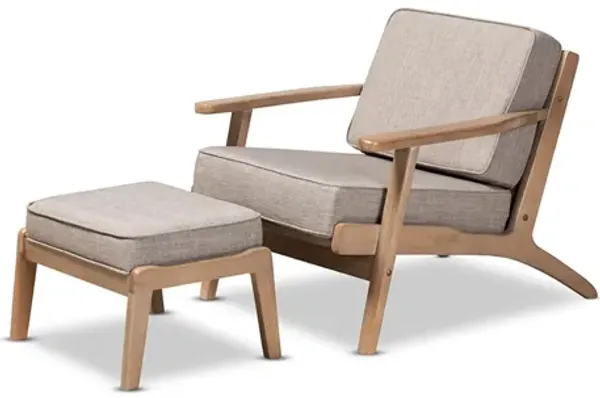 Sigrid 2-pc. Wood Armchair and Ottoman Set
