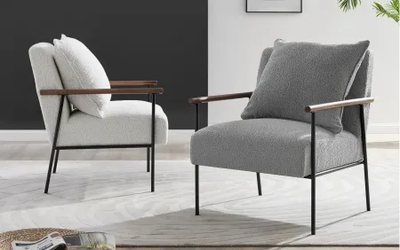 Quinton Fabric Accent Armchair in Boucle Gray by New Pacific Direct