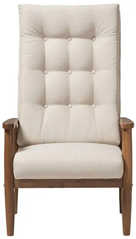 Roxy High-Back Chair in Light Beige/"Walnut" Brown by Wholesale Interiors