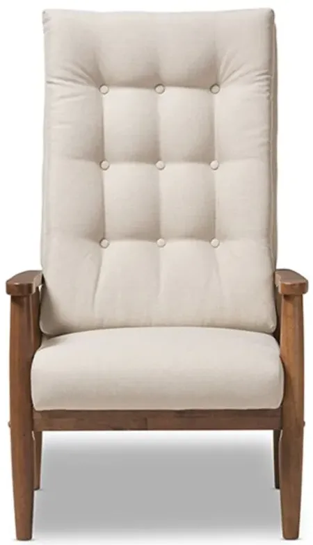 Roxy High-Back Chair in Light Beige/"Walnut" Brown by Wholesale Interiors