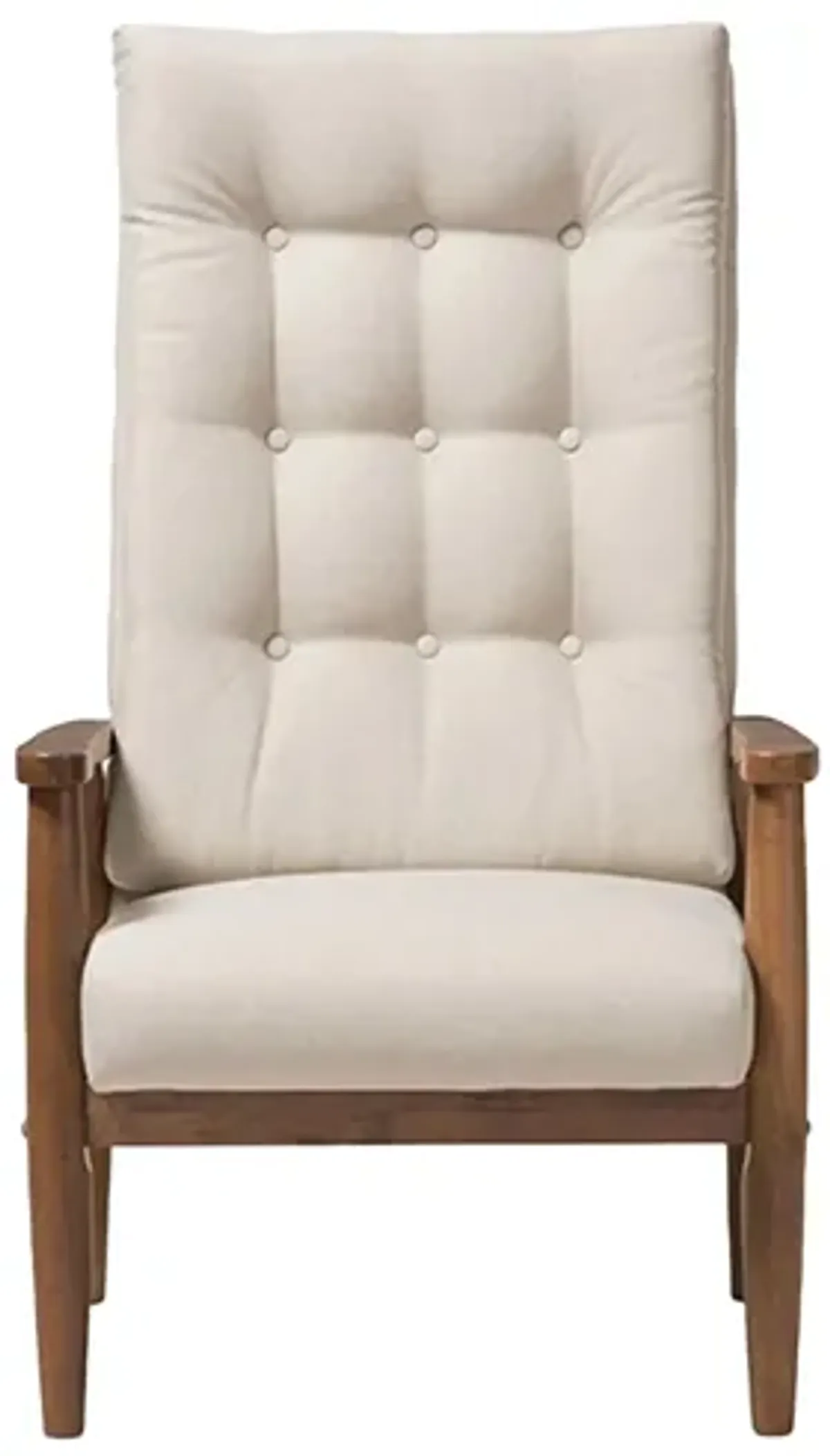 Roxy High-Back Chair in Light Beige/"Walnut" Brown by Wholesale Interiors