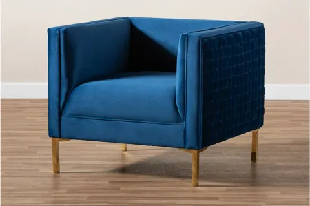 Seraphin Armchair in Blue/Gold by Wholesale Interiors