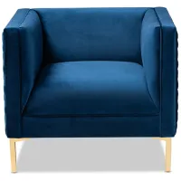 Seraphin Armchair in Blue/Gold by Wholesale Interiors