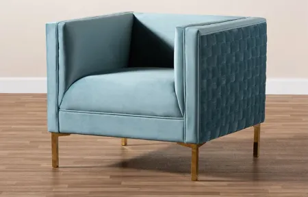 Seraphin Armchair in Light Blue/Gold by Wholesale Interiors