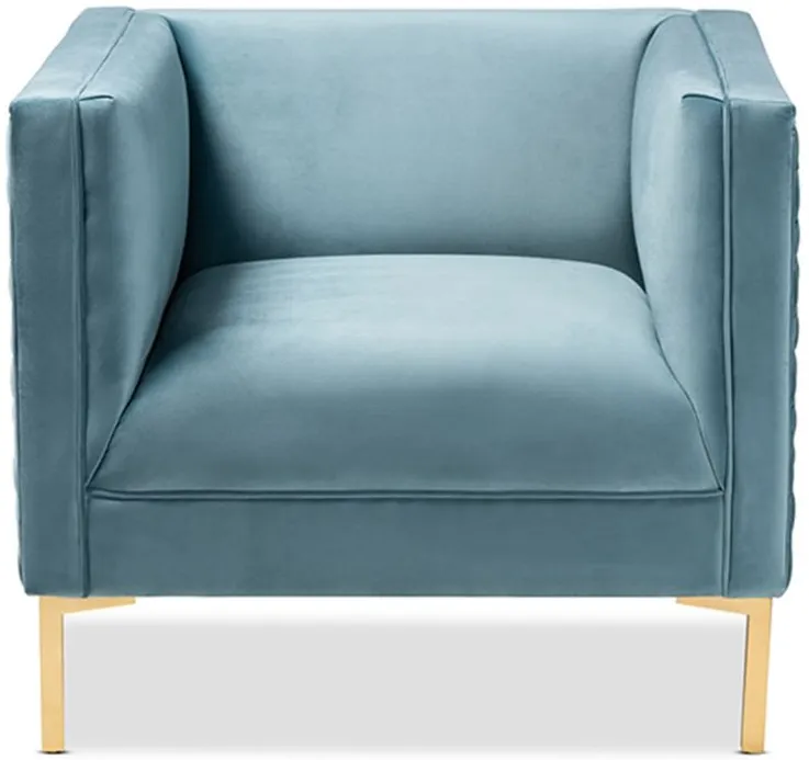 Seraphin Armchair in Light Blue/Gold by Wholesale Interiors