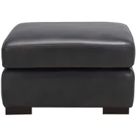 Germain Leather Ottoman in Charcoal by Bernhardt