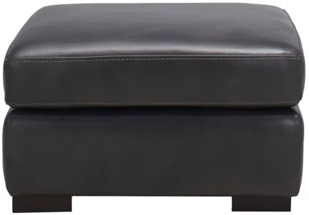 Germain Leather Ottoman in Charcoal by Bernhardt