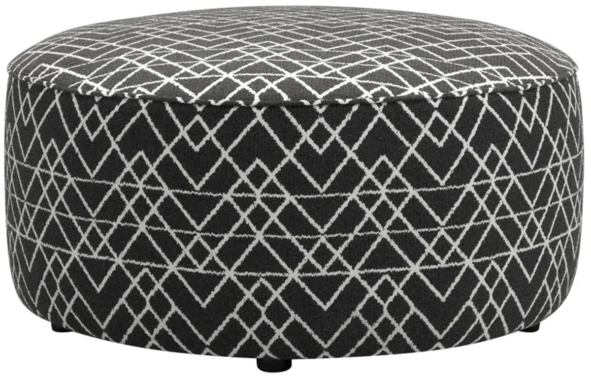 Daine Round Ottoman in Onyx by Fusion Furniture