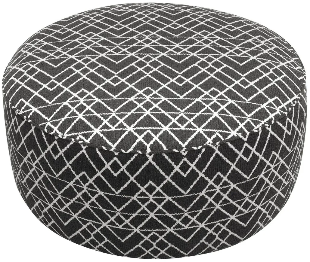 Daine Round Ottoman in Onyx by Fusion Furniture