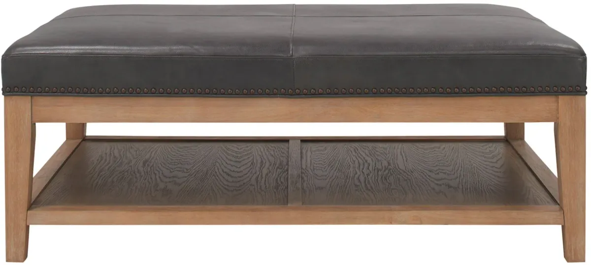 Messana Leather Cocktail Ottoman in Gray by Aria Designs