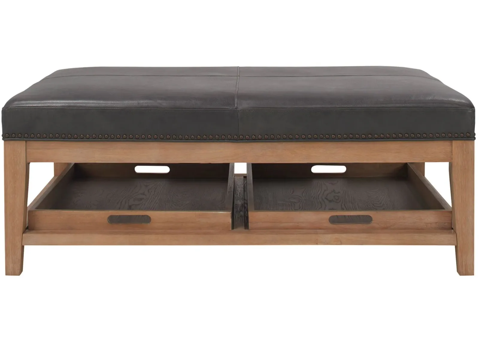 Messana Leather Cocktail Ottoman in Gray by Aria Designs