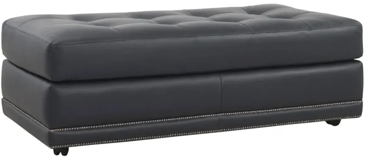 Sebastian Leather Cocktail Ottoman w/ Casters