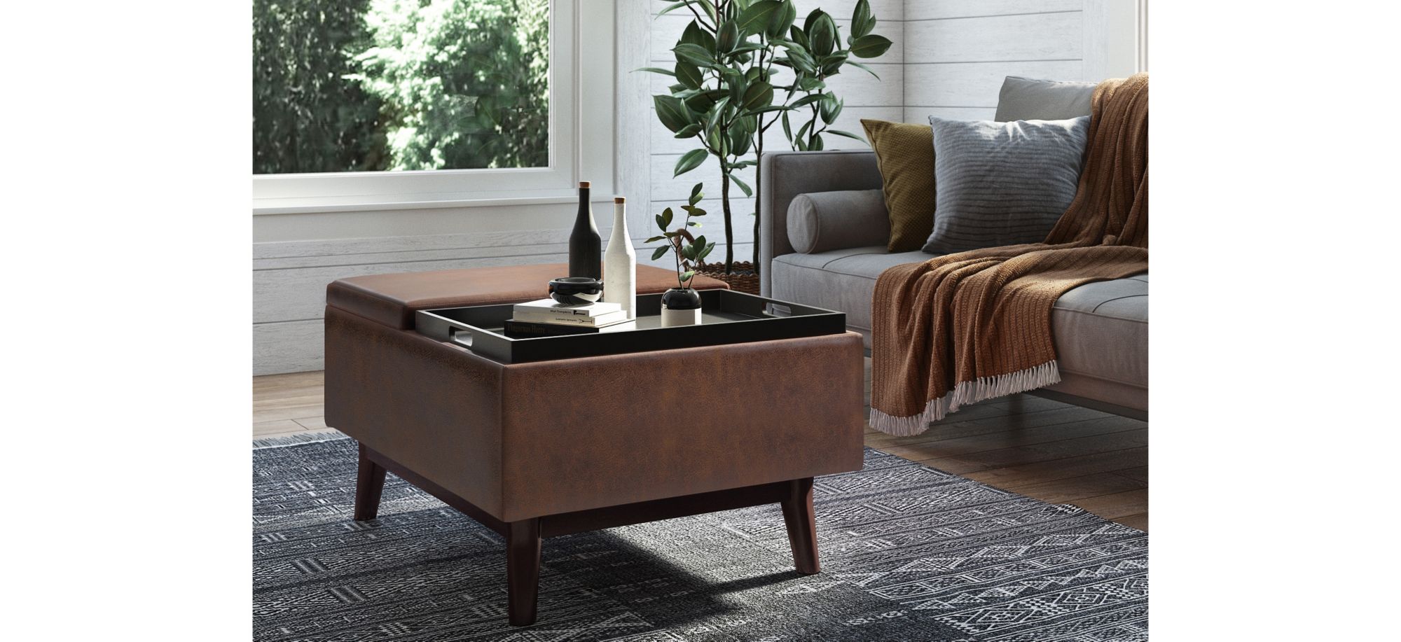 Owen Tray Top Small Coffee Table Storage Ottoman