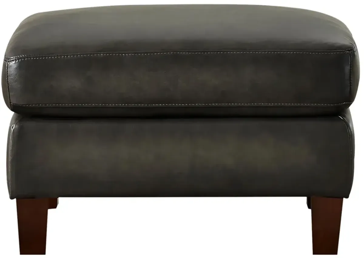 Savannah Leather Ottoman in Ash Gray by Amax Leather