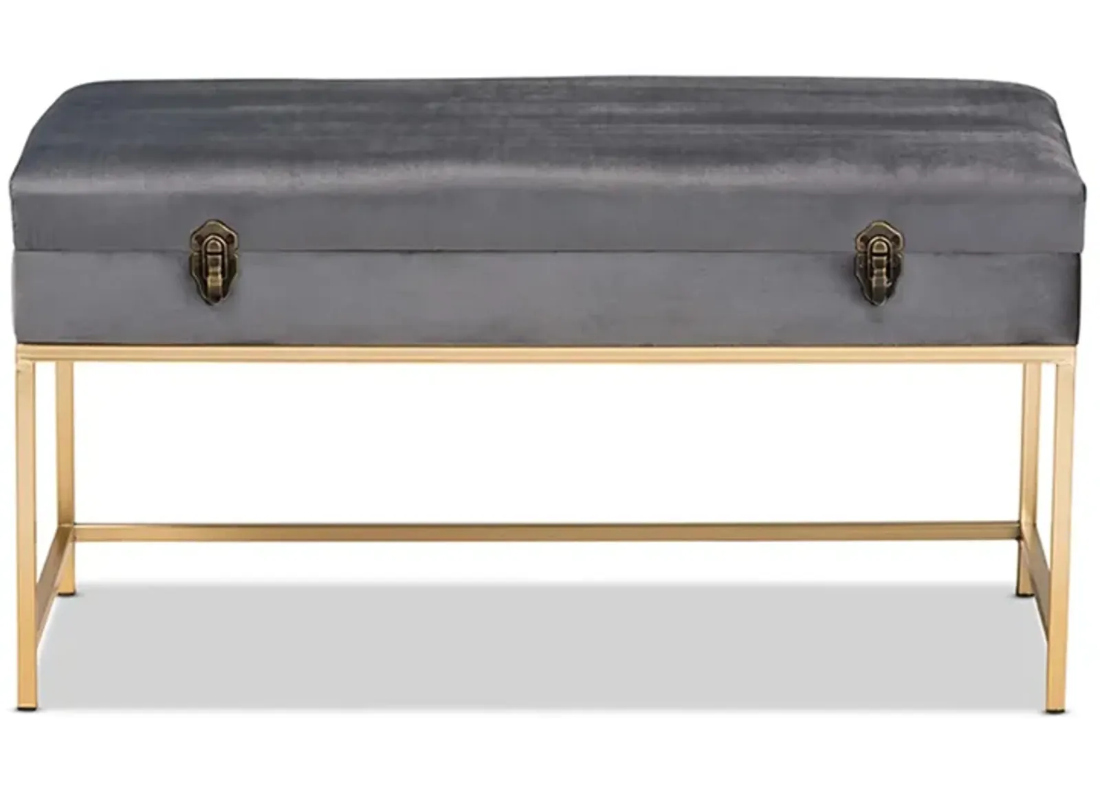 Aliana Storage Ottoman in Gray/Gold by Wholesale Interiors