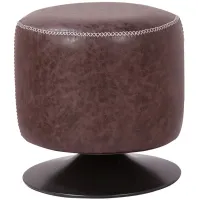 Gaia Round Ottoman in Vintage Coffee Brown by New Pacific Direct