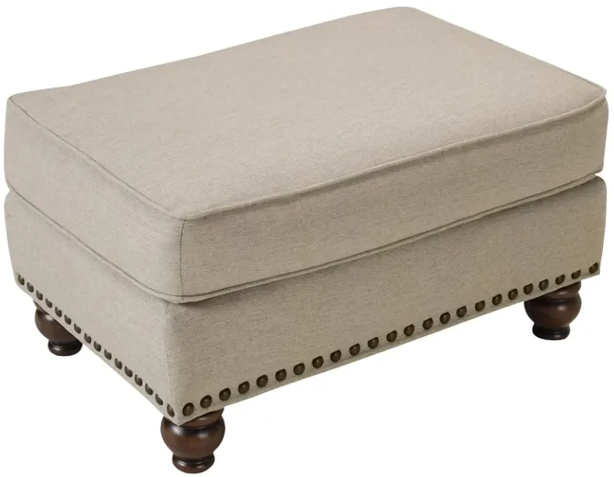 Corliss Ottoman in Oatmeal / Walnut by Fusion Furniture