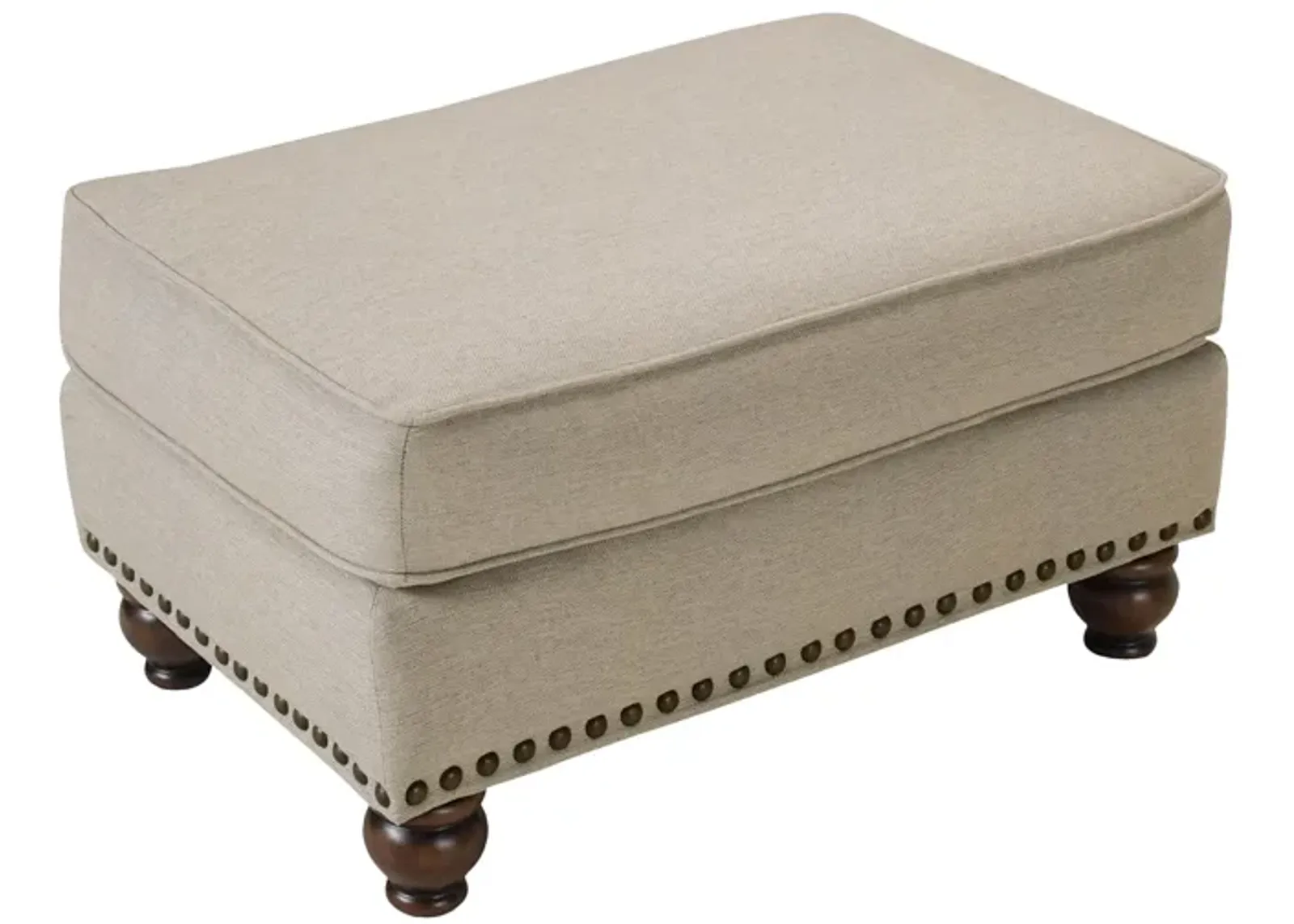 Corliss Ottoman in Oatmeal / Walnut by Fusion Furniture