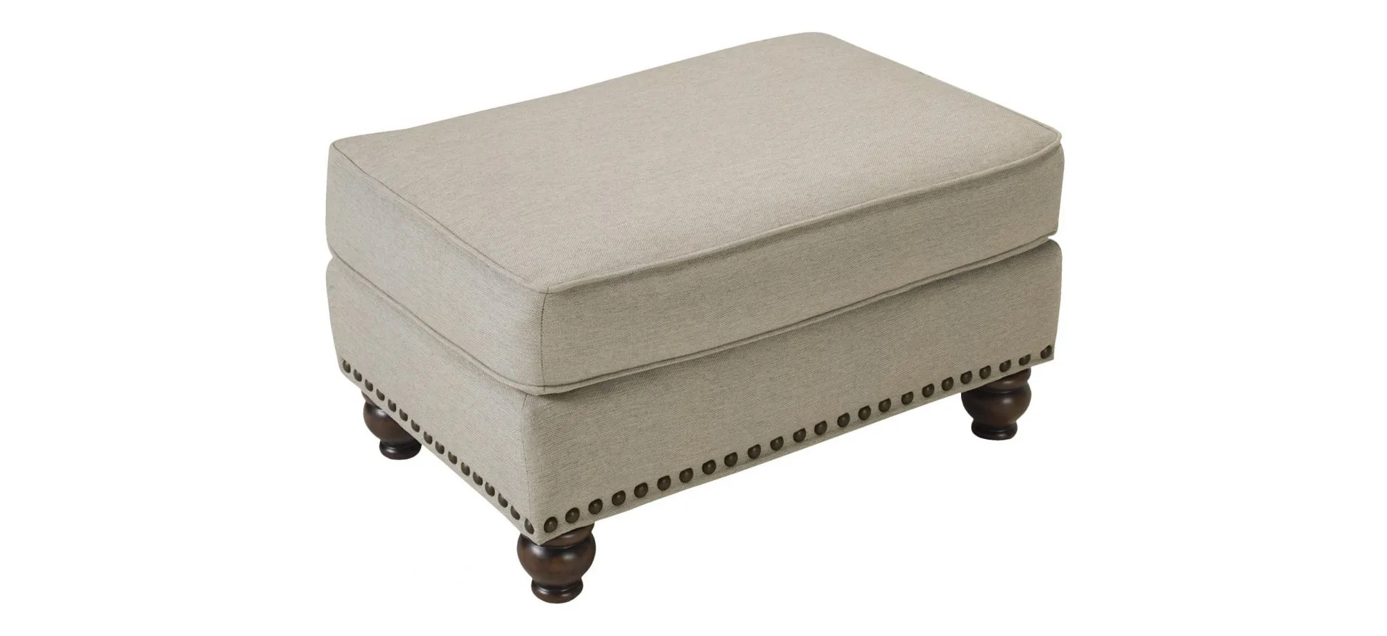 Corliss Ottoman in Oatmeal / Walnut by Fusion Furniture