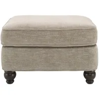 Tifton Chenille Ottoman in Handwoven Linen by H.M. Richards