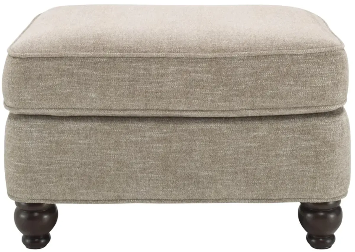 Tifton Chenille Ottoman in Handwoven Linen by H.M. Richards