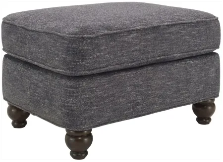 Tifton Chenille Ottoman in Handwoven Blue Smoke by H.M. Richards