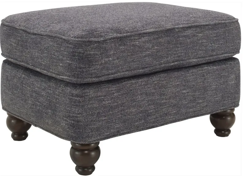 Tifton Chenille Ottoman in Handwoven Blue Smoke by H.M. Richards