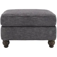 Tifton Chenille Ottoman in Handwoven Blue Smoke by H.M. Richards