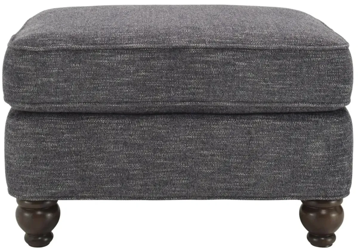 Tifton Chenille Ottoman in Handwoven Blue Smoke by H.M. Richards