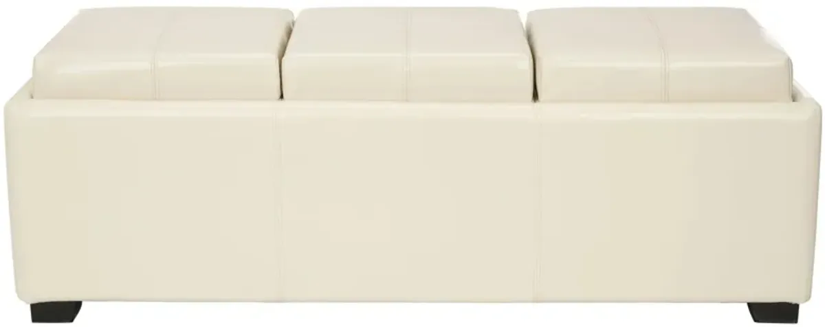 Whitley Triple Tray Ottoman in Flat Cream by Safavieh