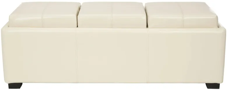 Whitley Triple Tray Ottoman in Flat Cream by Safavieh