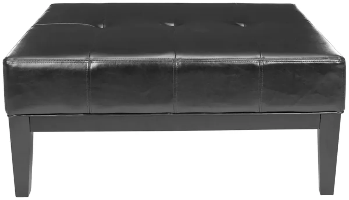 Kolden Square Cocktail Ottoman in Black by Safavieh