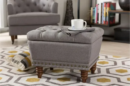 Annabelle Storage Ottoman in Light gray by Wholesale Interiors