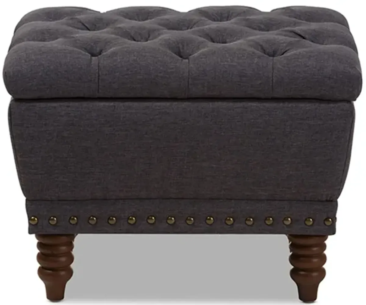 Annabelle Storage Ottoman in Dark gray by Wholesale Interiors