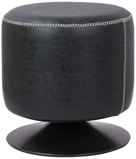 Gaia Round Ottoman in Vintage Black by New Pacific Direct