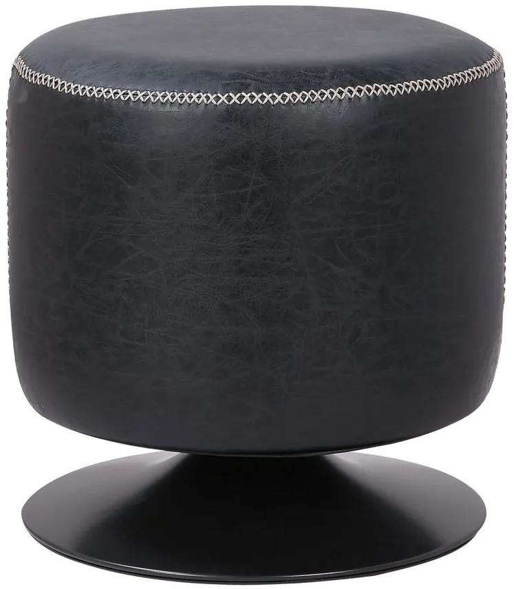 Gaia Round Ottoman in Vintage Black by New Pacific Direct