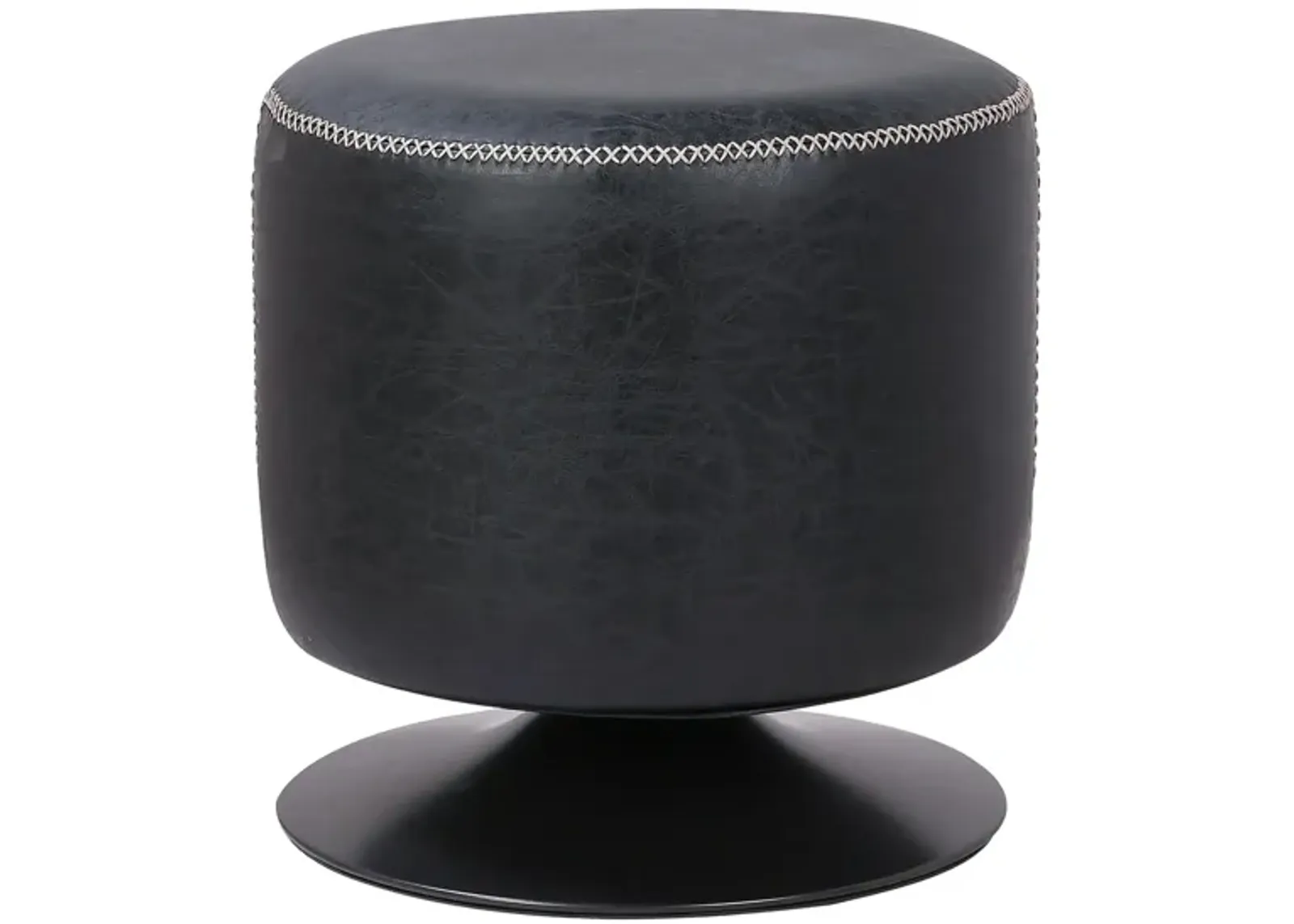 Gaia Round Ottoman in Vintage Black by New Pacific Direct