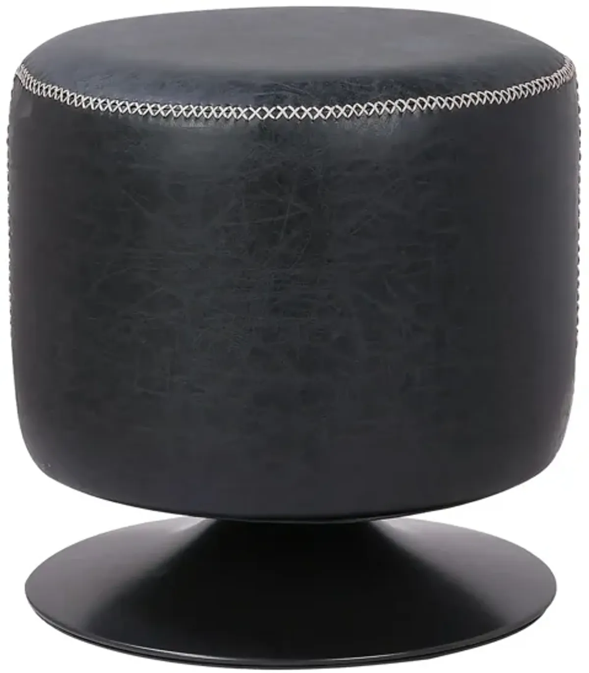 Gaia Round Ottoman in Vintage Black by New Pacific Direct