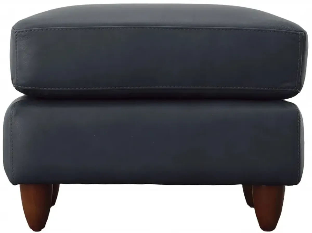 Cameo Ottoman in Denver Lux Blue by Omnia Leather