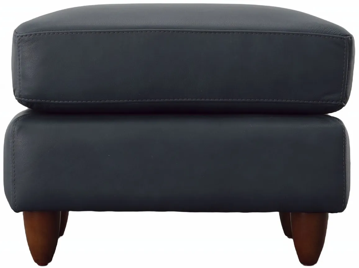 Cameo Ottoman in Denver Lux Blue by Omnia Leather