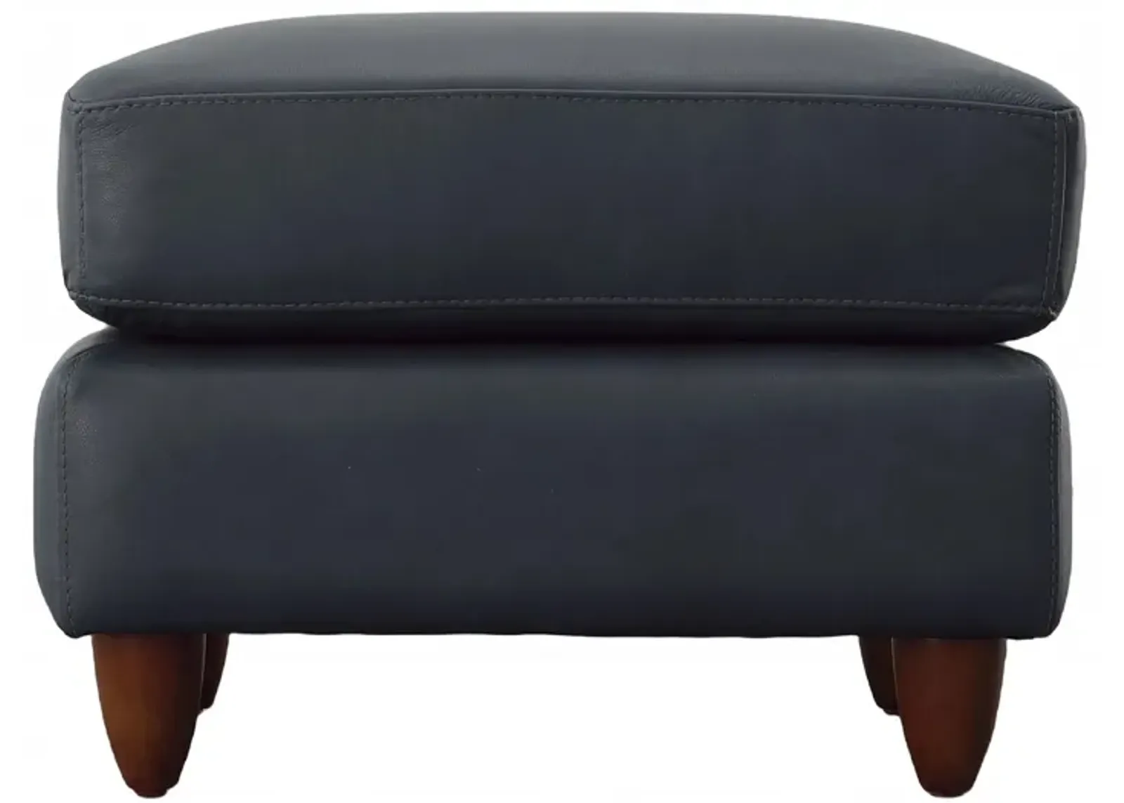 Cameo Ottoman in Denver Lux Blue by Omnia Leather