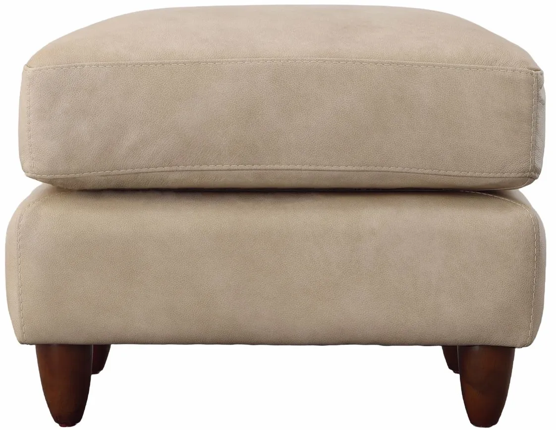 Cameo Ottoman in Valentino Skylight by Omnia Leather