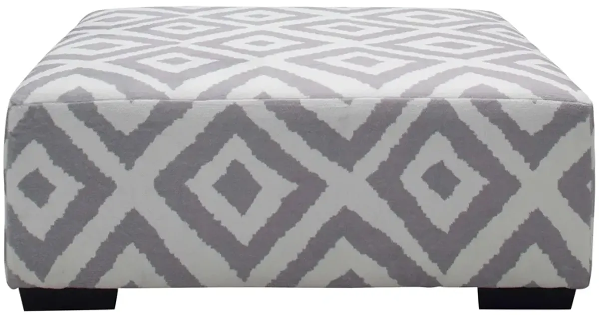 Mondo Cocktail Ottoman in Tweed Silver by Albany Furniture