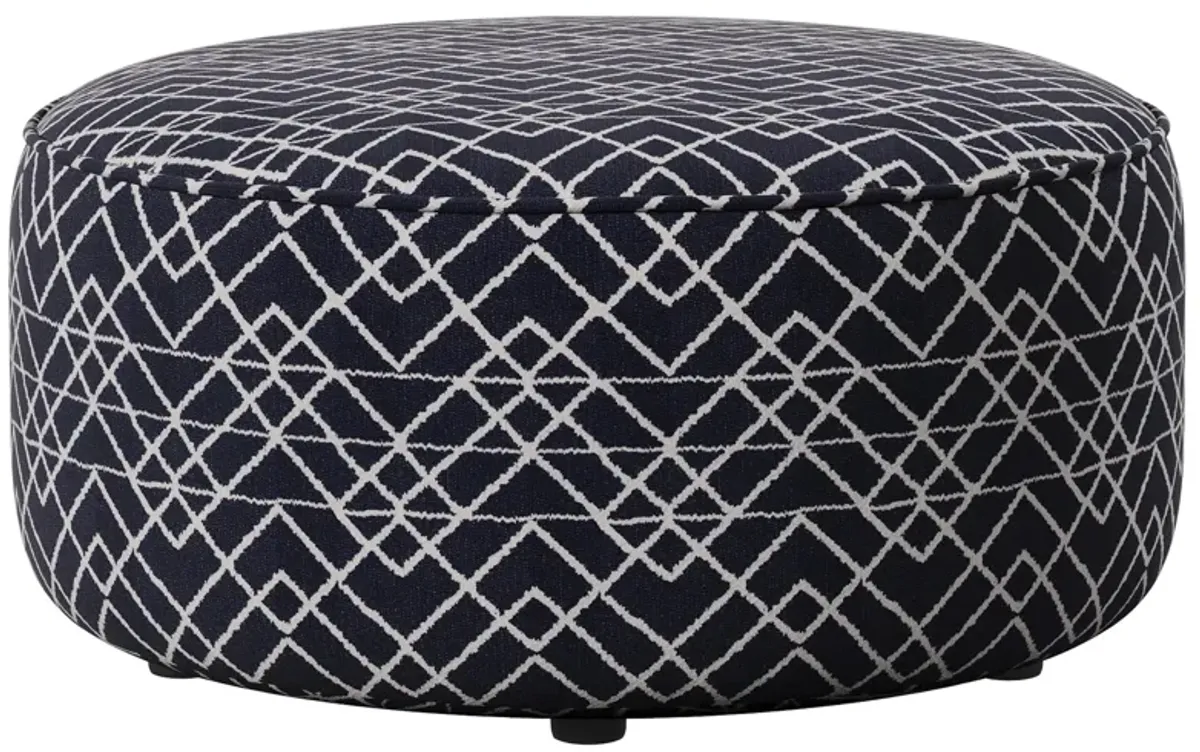 Daine Cocktail Ottoman in Hyphen Navy by Fusion Furniture