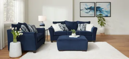 Audrey Cocktail Ottoman in Blue by Delta Furniture Mfg