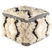 Apache Pouf in Cream, Black by Surya