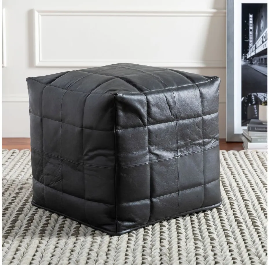 Barrington Pouf in Black by Surya