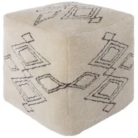 Braith Pouf in Cream, Charcoal by Surya