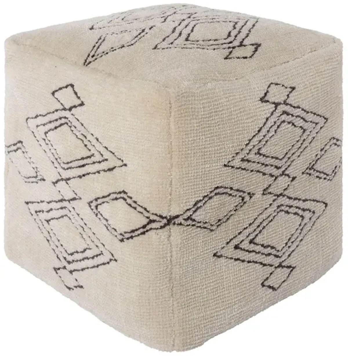 Braith Pouf in Cream, Charcoal by Surya