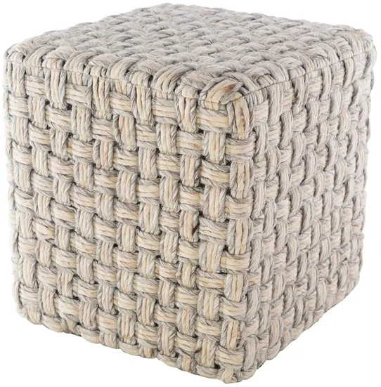 Cordoba Pouf in Light Gray, Cream by Surya